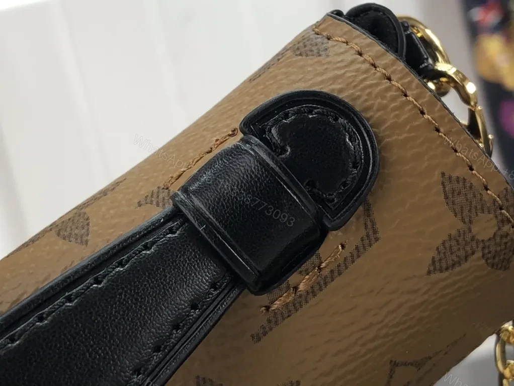 View 8 of Gold-Coated LV Monogram Crossbody Bag - Compact Luxury