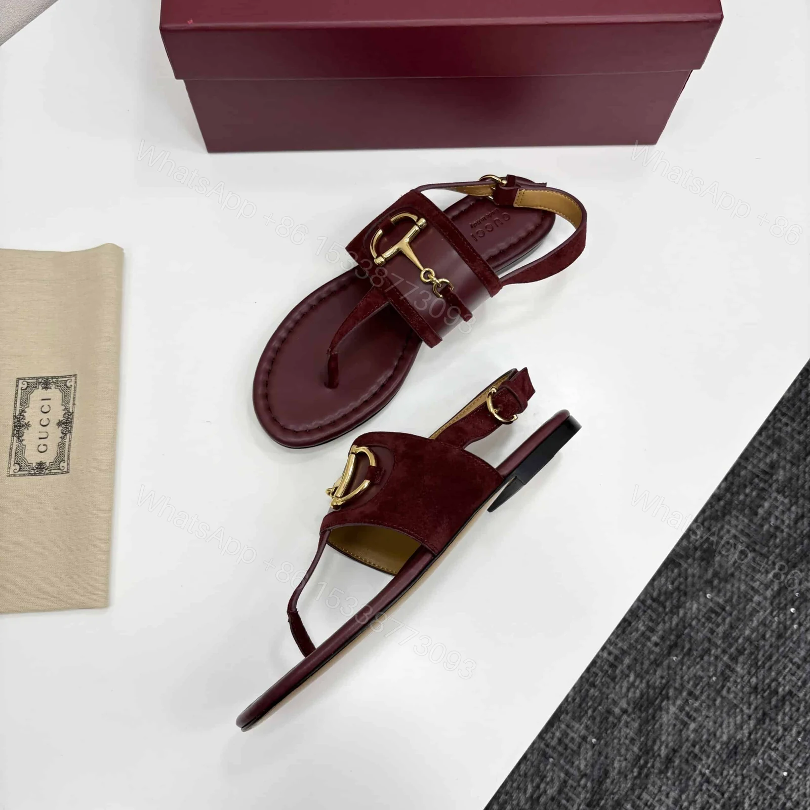 View 4 of GUCCI WOMEN’S THONG SANDAL WITH HORSEBIT ROSSO ANCORA RED 834431 AAEXM 6207