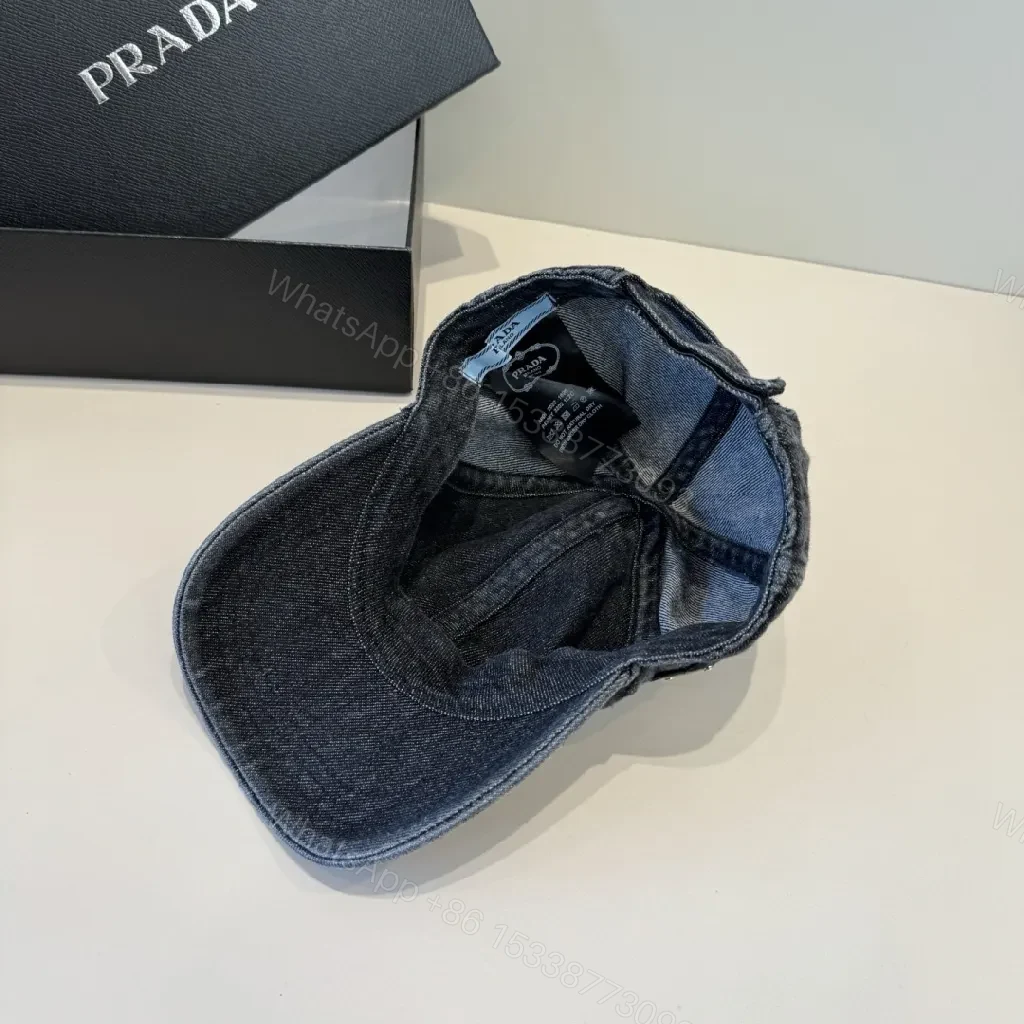 View 6 of Denim-Accent Cap with Subtle Prada-Inspired Emblem