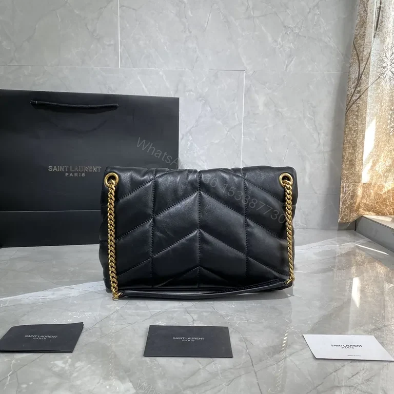View 4 of Chic Quilted Leather Bag â€” YSL-Inspired, Gold Hardware, Crossbody
