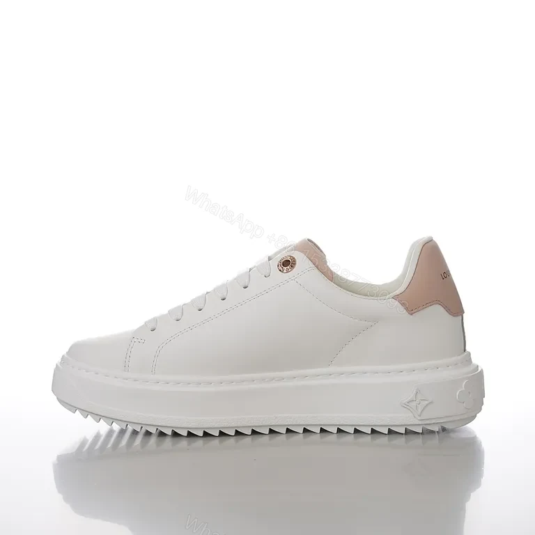 View 5 of Polished Everyday Comfort: White Leather Sneaker with Blush LV Accent