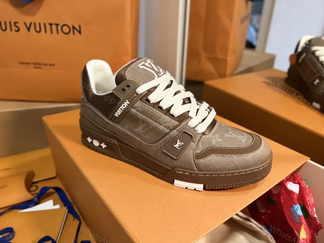 View 6 of Brown Leather-Trim Sneaker: Modern Luxury Comfort Footwear