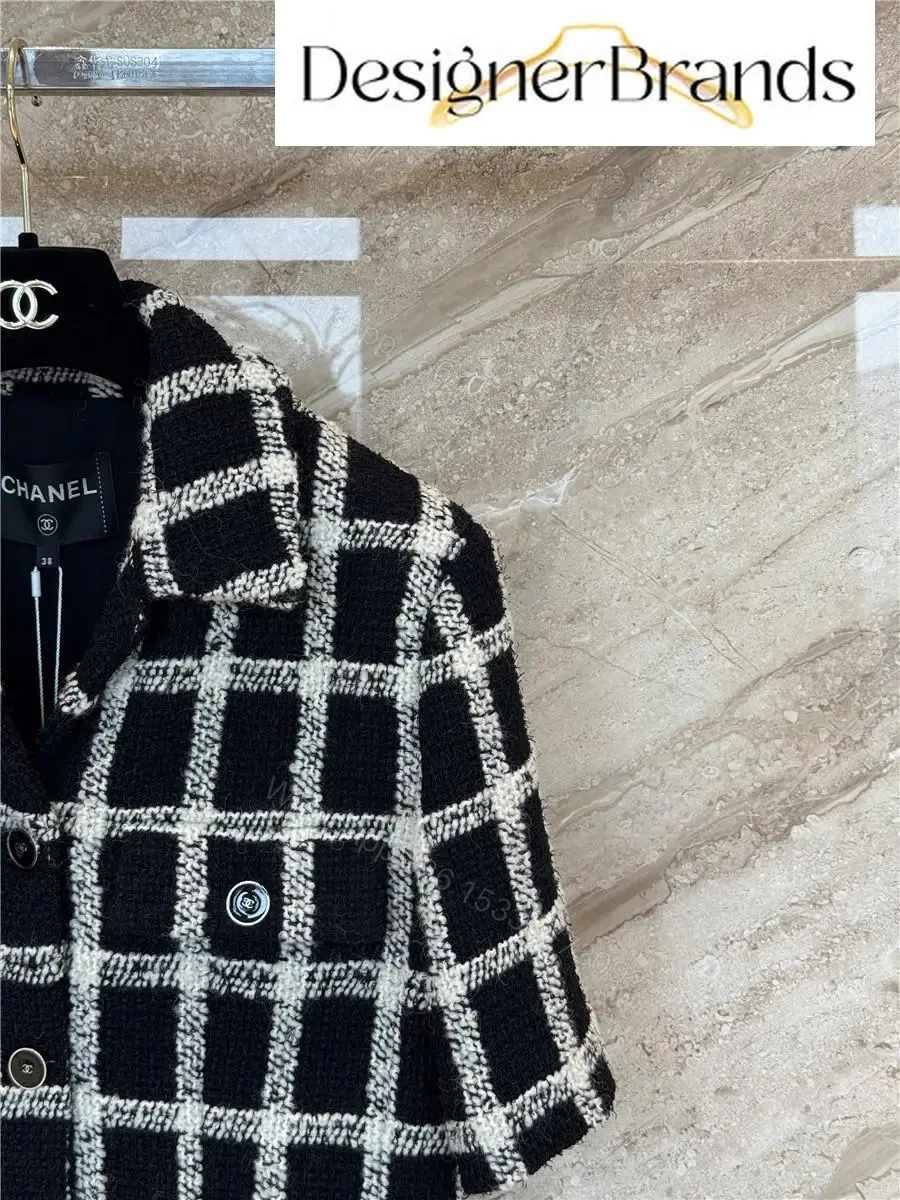 View 5 of Chanel Classic Black and White Plaid Tweed Jacket