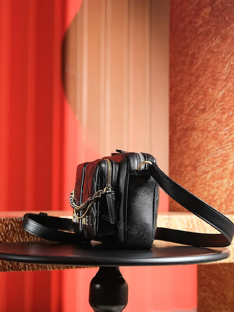 View 5 of Black Quilted Leather Camera Bag - Compact Luxury Ambience