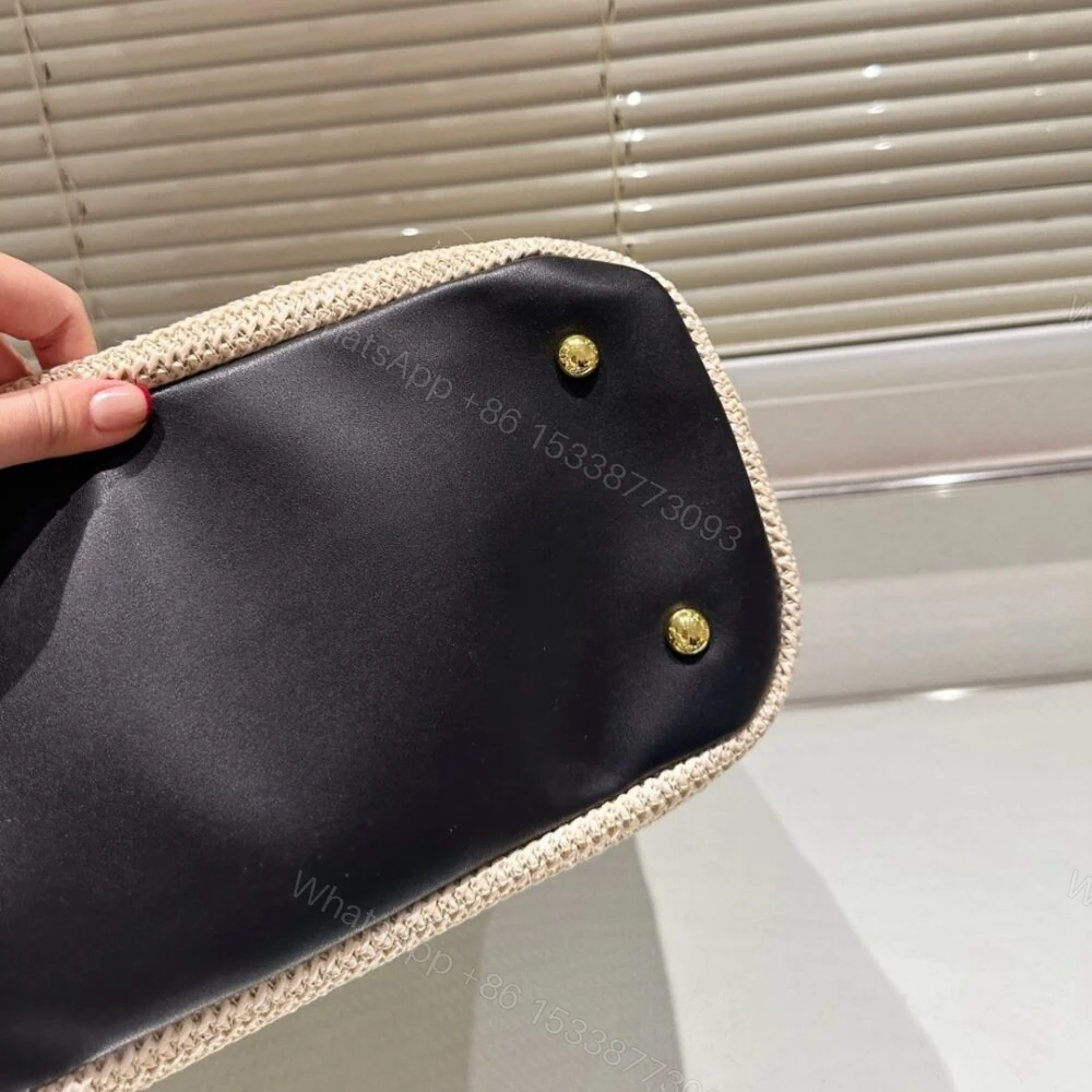 View 7 of Prada Crochet And Leather Tote Bag Tan And Black 33Cm 1BG499 2M2Q F0I55 V GOO