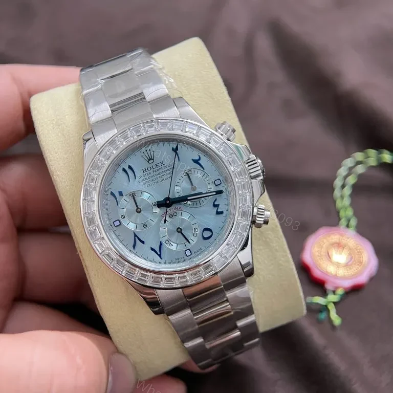 View 2 of Replica Rolex Cosmograph Daytona White Gold Baguette Diamond 40mm