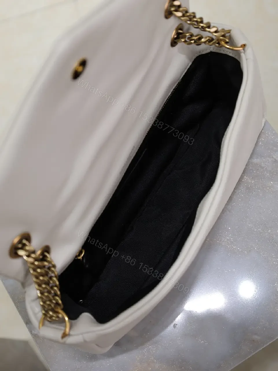 View 10 of Ivory Leather Envelope Bag + Gold Hardware + Elegant + Luxe Everyday Bag