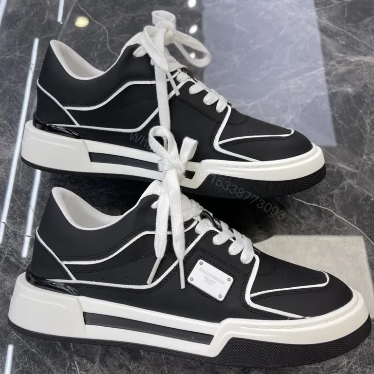 View 8 of Monochrome High-Tops: Italian Leather, Luxe Contrast Sneakers