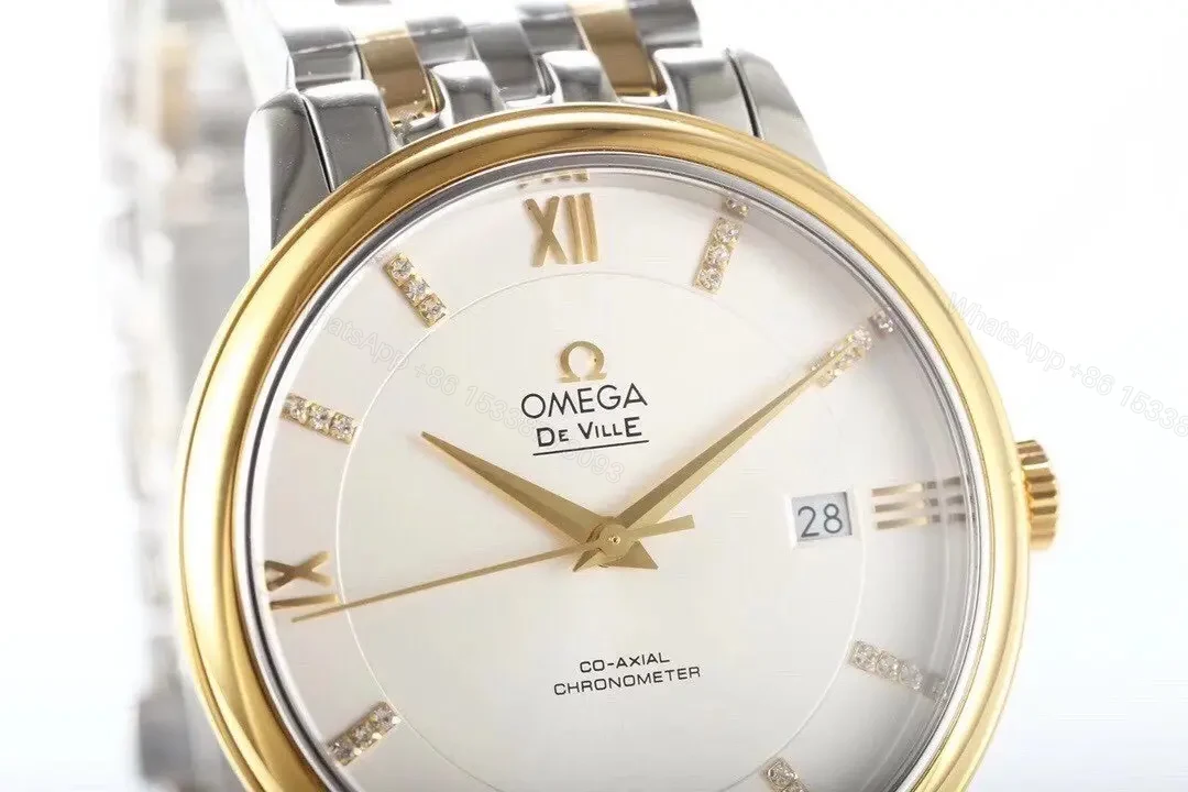 View 3 of Omega De Ville Prestige Watch Silver Dial Two-Tone Stainless Steel and Gold Bracelet 39.5mm Elegant Business Style