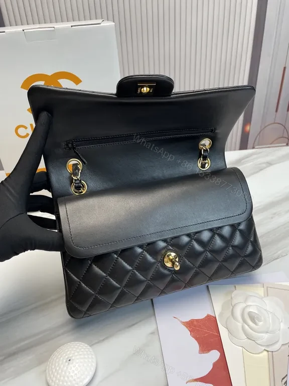 View 3 of Quilted Black Leather Shoulder Bag: Timeless Luxe, CC Hardware