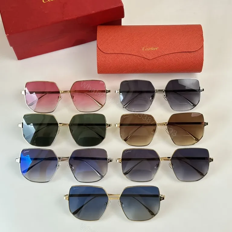 View 7 of Golden Frame Cartier Sunglasses: Modern Luxe UV400 Glasses