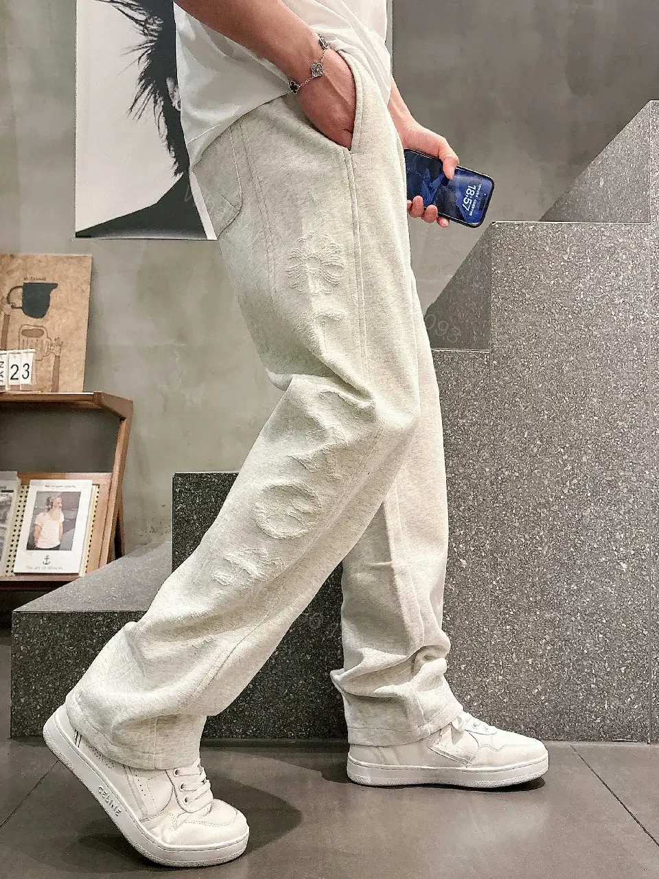 View 11 of Light Gray Heathered Joggers – Relaxed Streetwear, Drawstring Waist