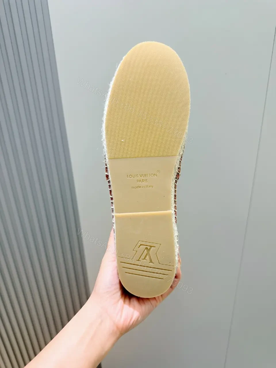 View 2 of Textured Leather Espadrille Loafers - Monogram Luxury Comfort