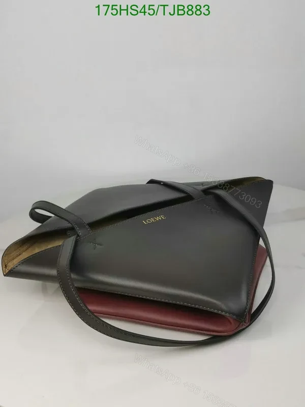 View 10 of Loewe Puzzle Fold Tote in Chocolate/Burgundy Shiny Calfskin DD9633