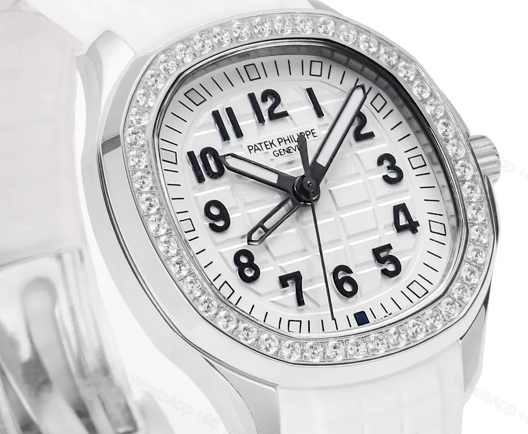 View 2 of Patek Philippe Aquanaut Luce 5268 Series White Dial with Diamond Bezel Stainless Steel and Satin Strap Modern Casual Elegant Style Watch
