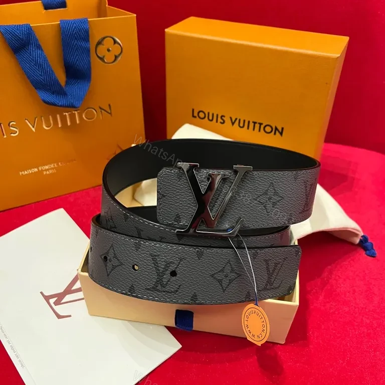 View 4 of Bold Monogram LV Belt: Luxe Gold Buckle, Structured Style