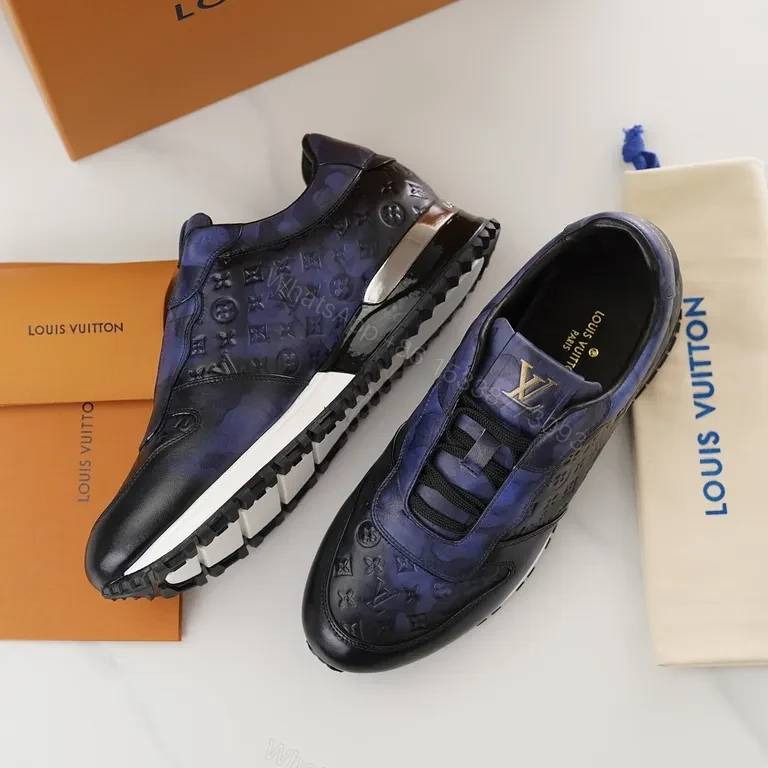 View 3 of Polished Monogram Sneaker: Blue Gradient Calf Leather, LV Style
