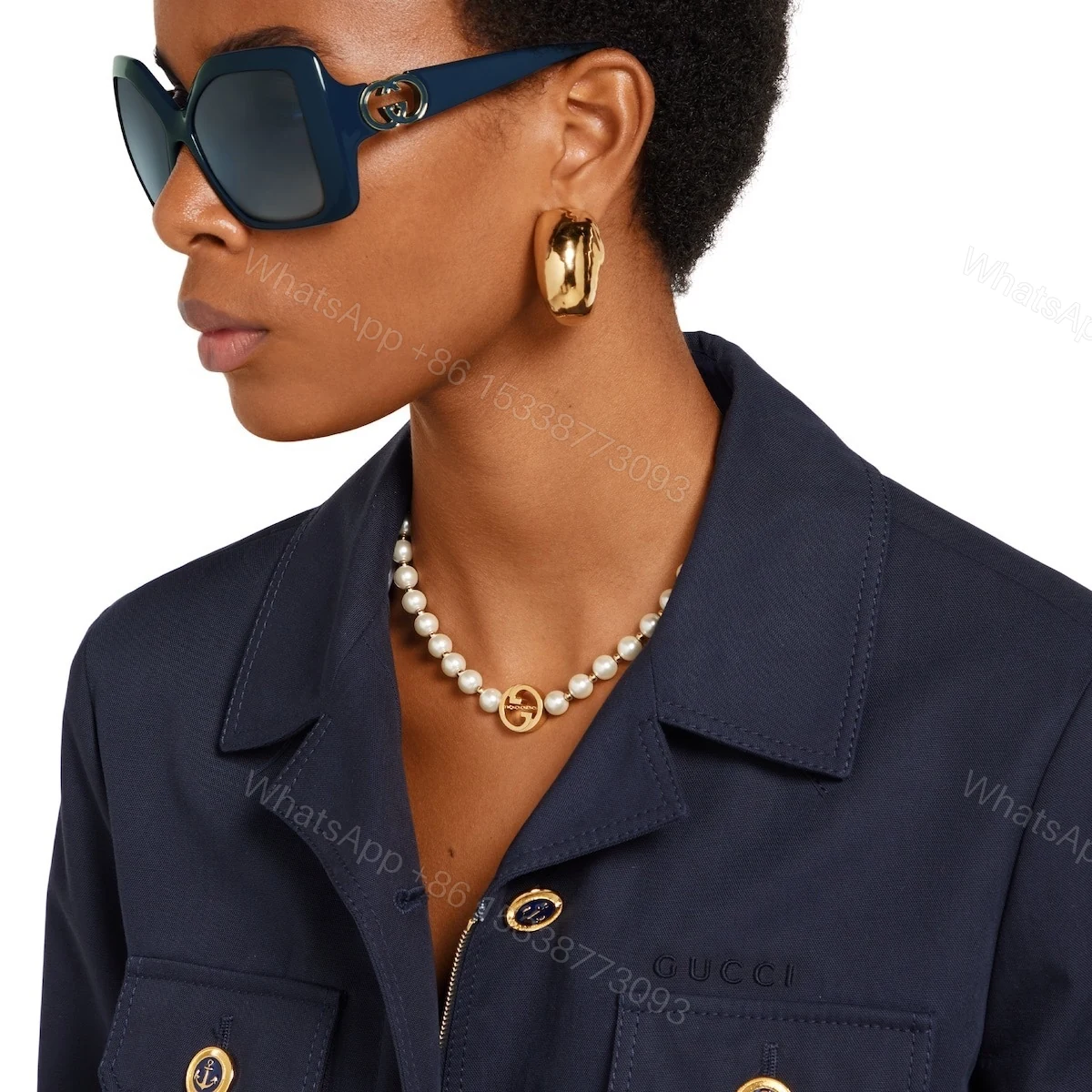 View 6 of Gucci Interlocking Pearl Necklace Gold