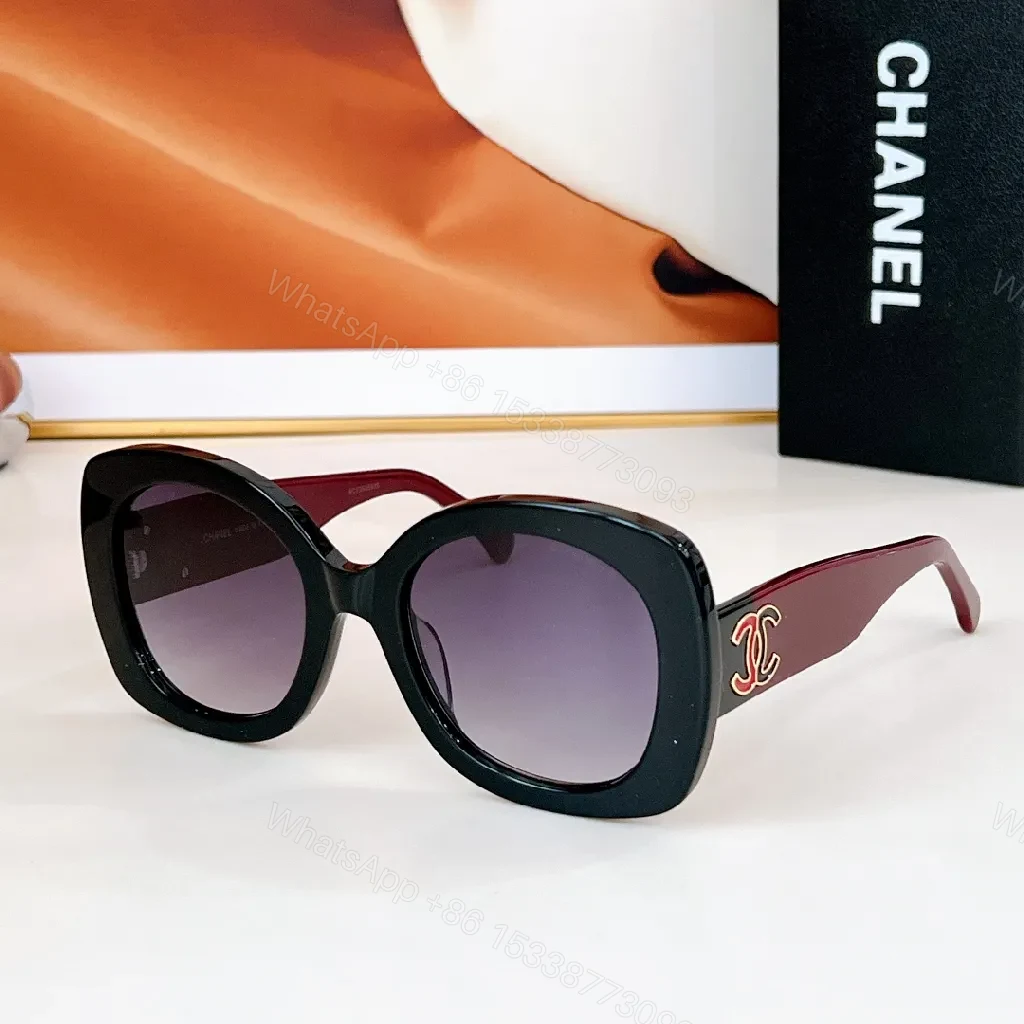View 6 of Black Acetate Oversize Sunglasses – Gold Logo, UV 400