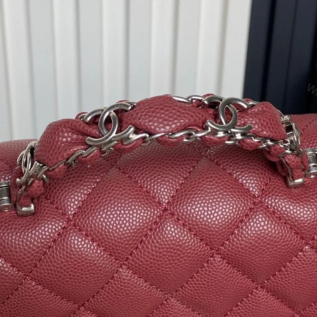 View 6 of Rich Aged Red Quilted Crossbody — Pebble Leather, Luxe Chain