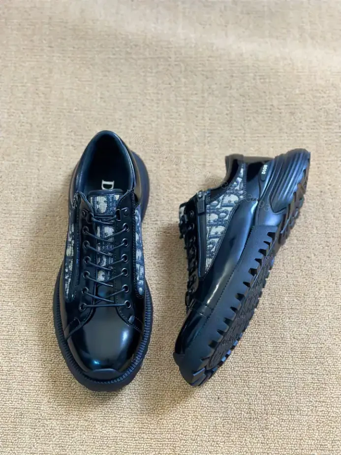 View 4 of DIOR COMBAT DERBY SHOES BLACK POLISHED CALFSKIN WITH BEIGE AND BLACK OBLIQUE JACQUARD – CD196