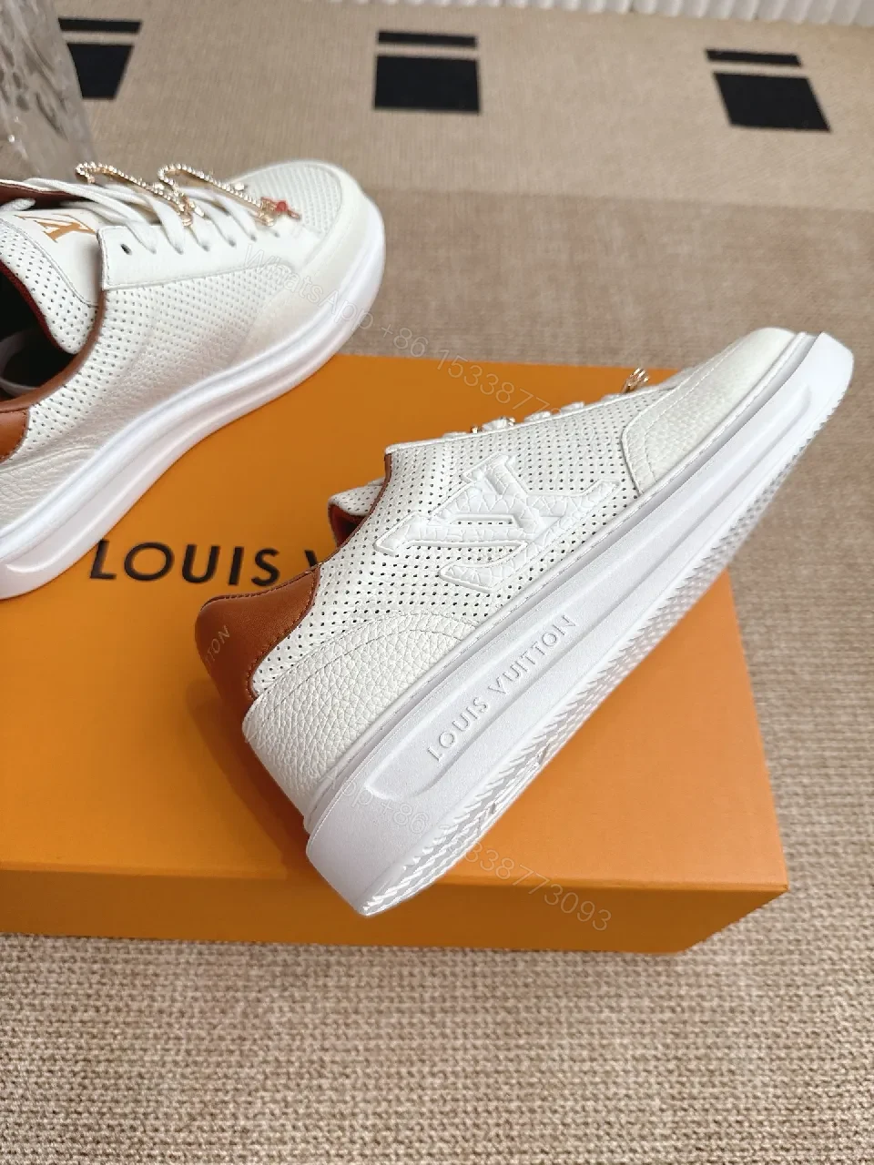 View 6 of White Leather Low-Tops: Playful Charm Luxury Sneakers