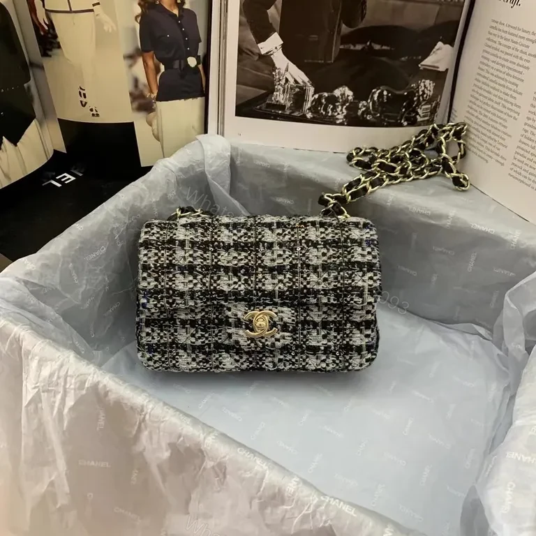 View 4 of Chic Knit Flap Bag with Gold Chain Strap - Luxury Everyday