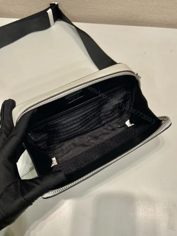 View 7 of Shimmer Prada Saffiano Crossbody â€” Compact Luxury, Secure Shine
