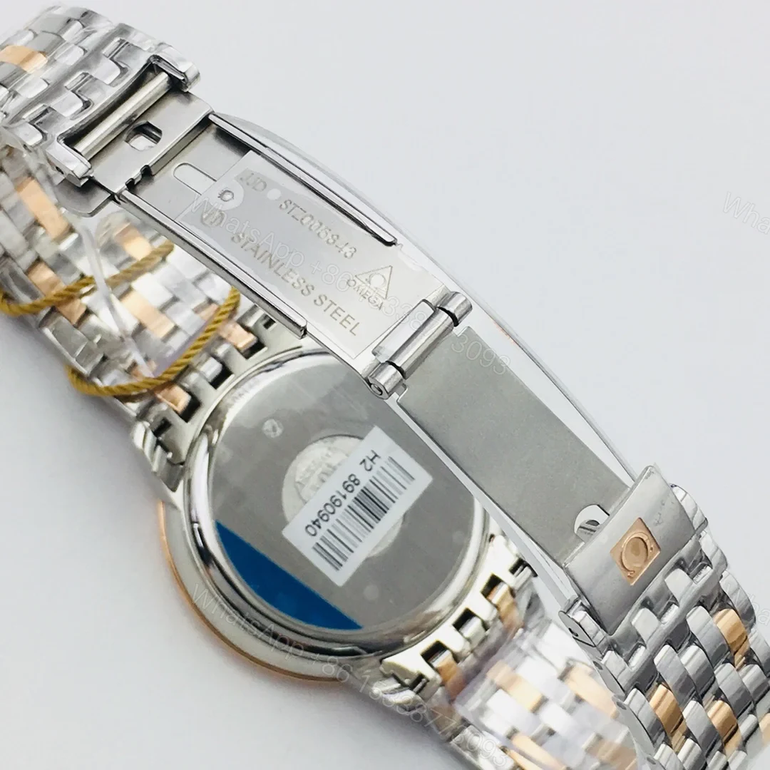View 8 of Omega De Ville Prestige Co-Axial Stainless Steel Yellow Gold Vintage Silver Silk Bracelet 424.20.33.20.52.001
