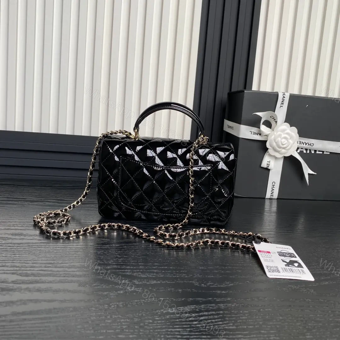 View 2 of Chanel Patent Quilted Mini Top Handle Flap Bag