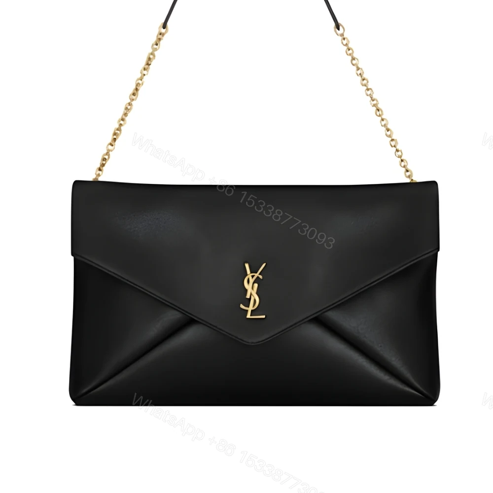 Saint Laurent Cassandre XXL Pouch On Chain In Shiny Black 35Cm — view 1