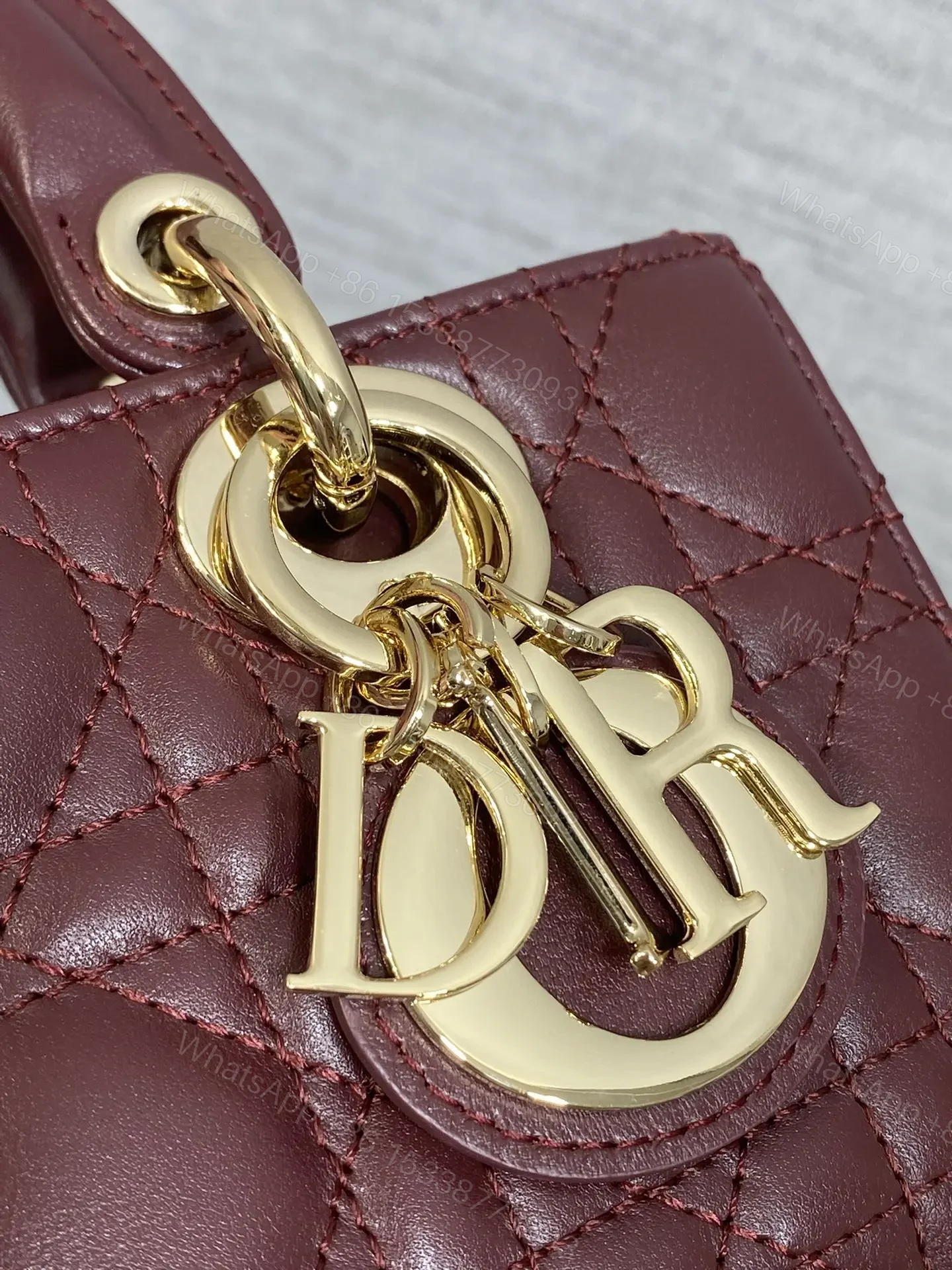 View 3 of DIOR SMALL LADY D‐JOY BAG 19 IN BURGUNDY GOLD HARDWARE