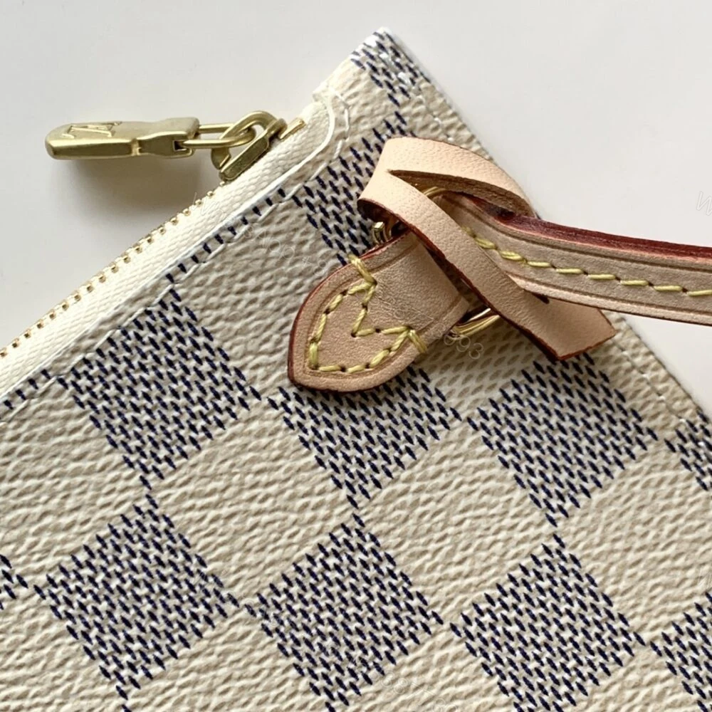 View 5 of Louis Vuitton Neverfull MM Damier Azur Canvas Beige 29Cm N40604