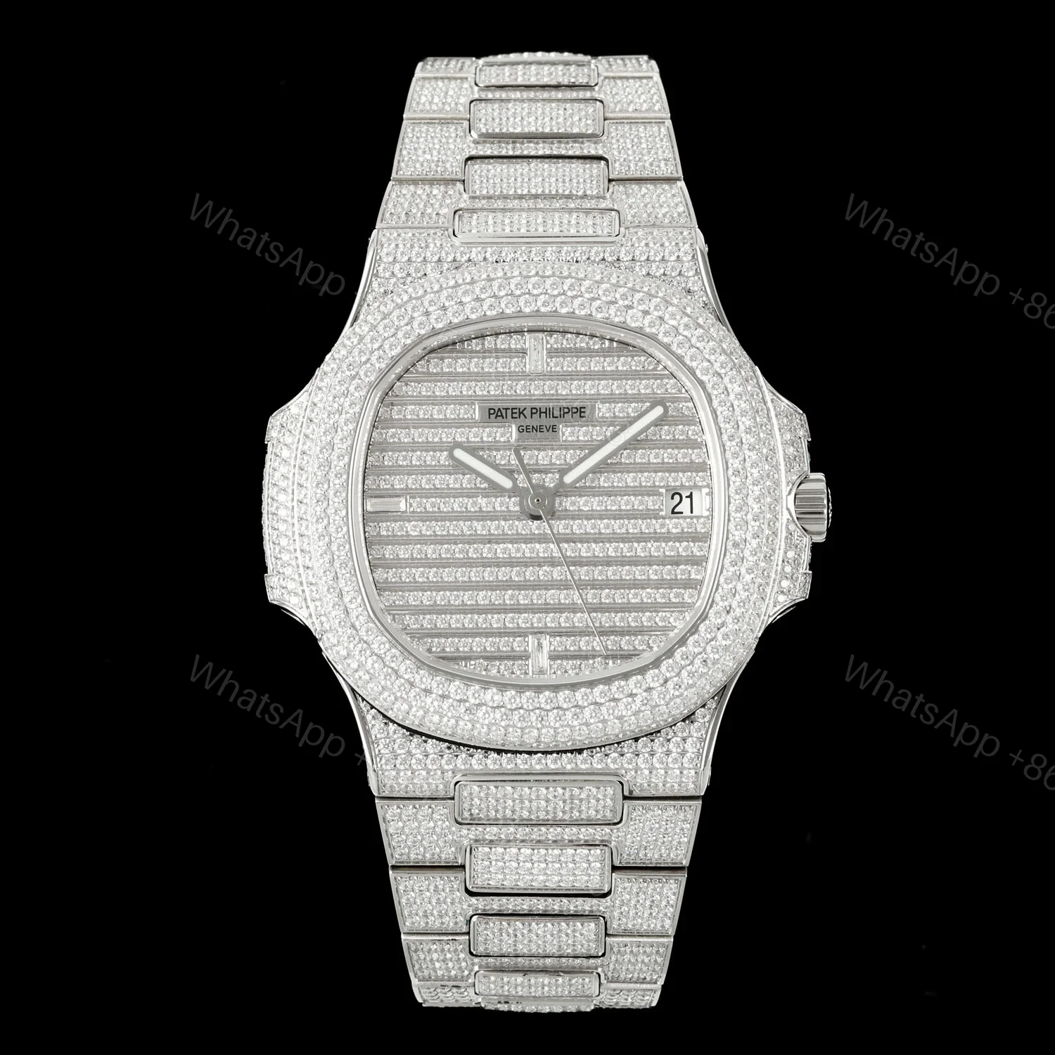 Patek Philippe Nautilus 5711 BD1 Full Diamond Pavé Watch 40mm Luxury Edition AMG-PP-BD1-5711-2600-DIAMOND — view 1