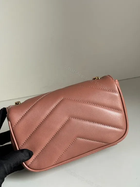 View 6 of Soft-Pink Quilted Crossbody with Gold Hardware - Yves Saint Laurent-Inspired