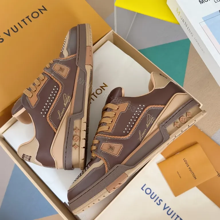 View 7 of Bold LV Leather Sneakers: Textured, Luxe, All-Day Comfort