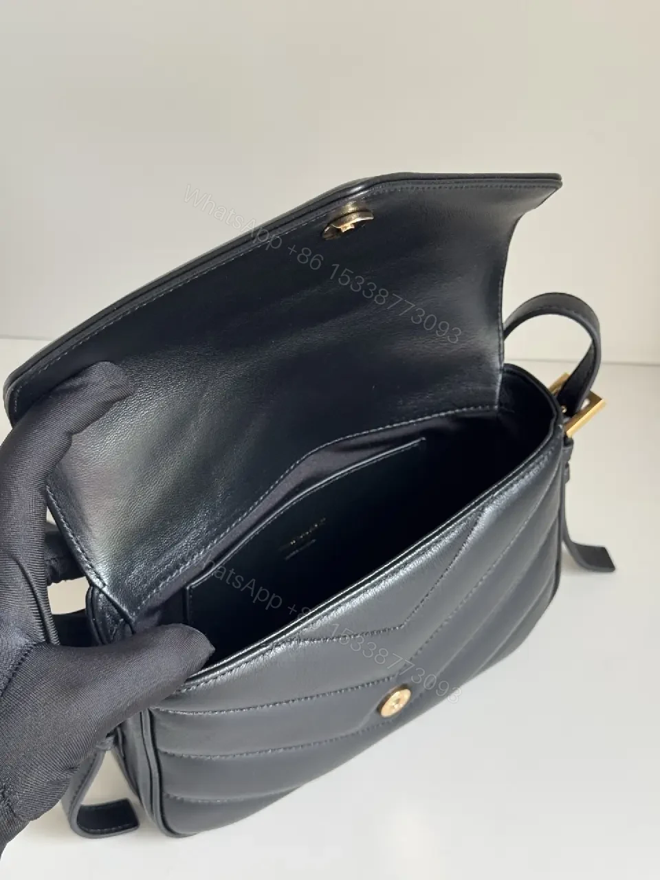 View 8 of Quilted Crossbody Bag in Gold Hardware, Luxe Style, Compact