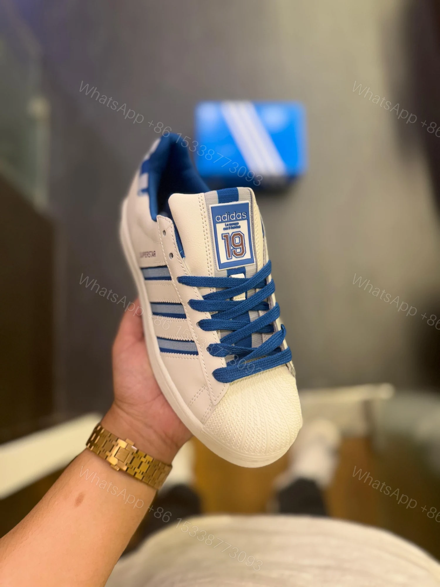 First Copy Adidas Superstar 19 White Blue 2025 — view 1