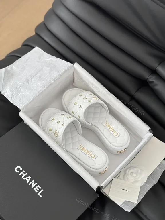 View 8 of Chanel-Inspired Quilted White Slides: All-Day Comfort