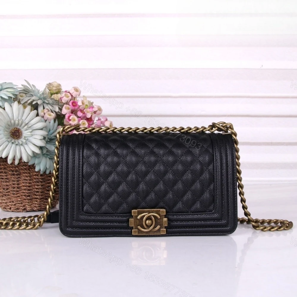 View 2 of Chanel Medium Boy Bag Black Gold Hardware 25Cm
