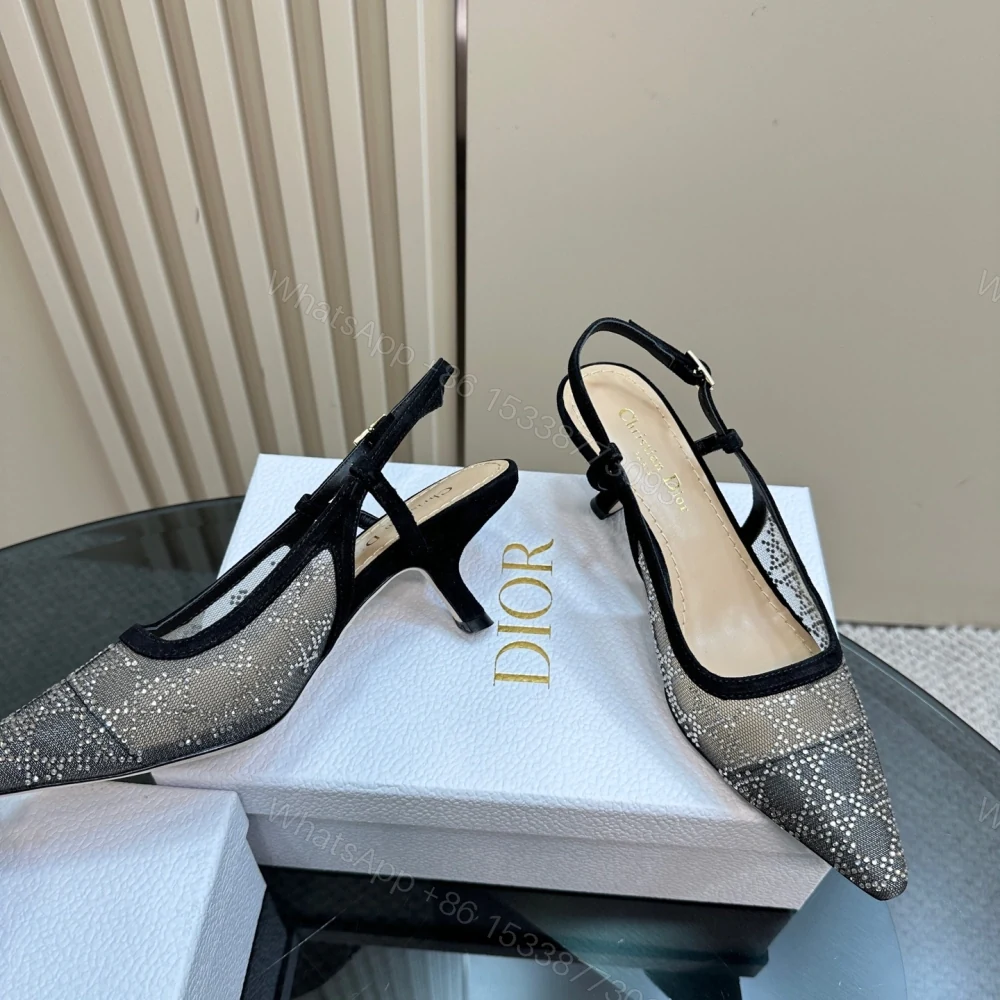 View 2 of 高仿Dior*Capture系列KCV304網鑽細高踭鞋6.5CM黑色免檢版