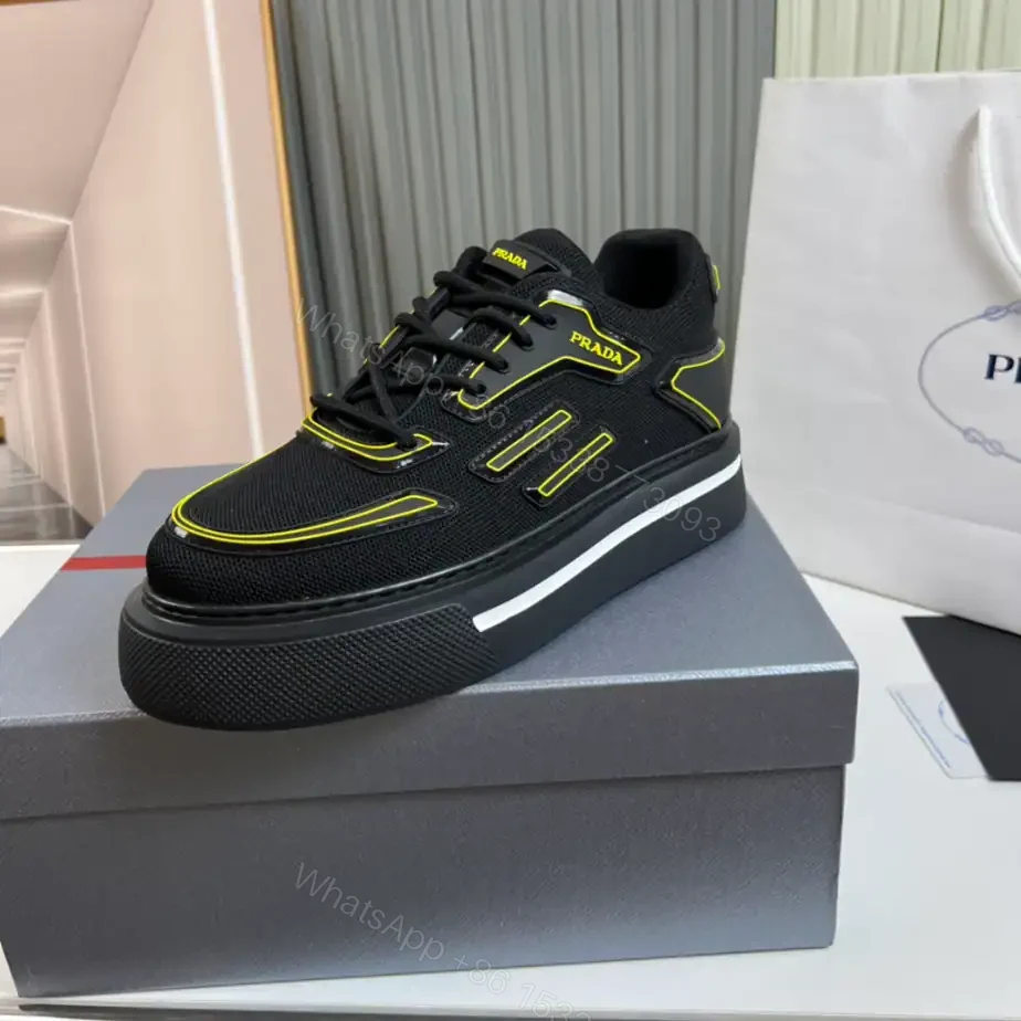 View 5 of PRADA MACRO RE-NYLON AND BRUSHED LEATHER SNEAKERS – PRD060
