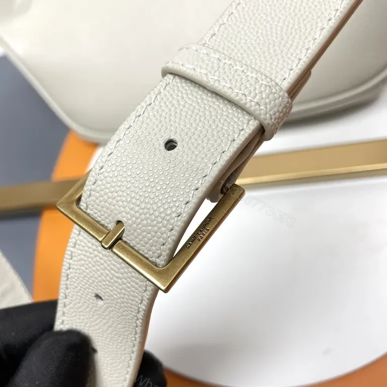 View 4 of Gold Logo Belt Bag: Textured Leather Minimalist Crossbody/Waist Bag