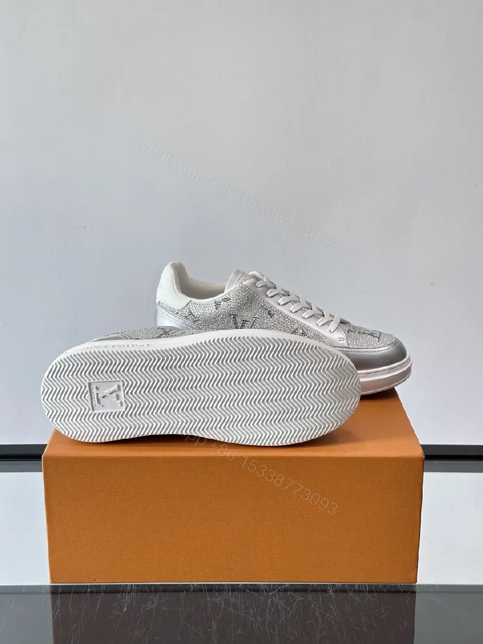 View 8 of Textured-Luxe Silver Sneakers: Sparkle-Contrast High-Tops
