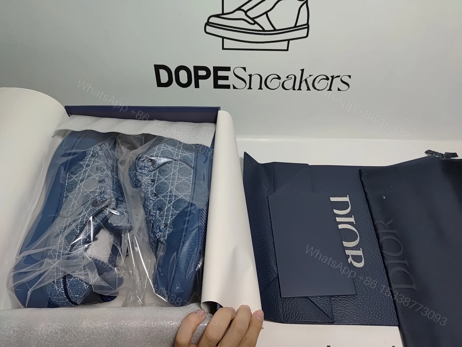 View 8 of Dior B9S Skater ERL Kumo Cannage Satin 'Blue Blue'