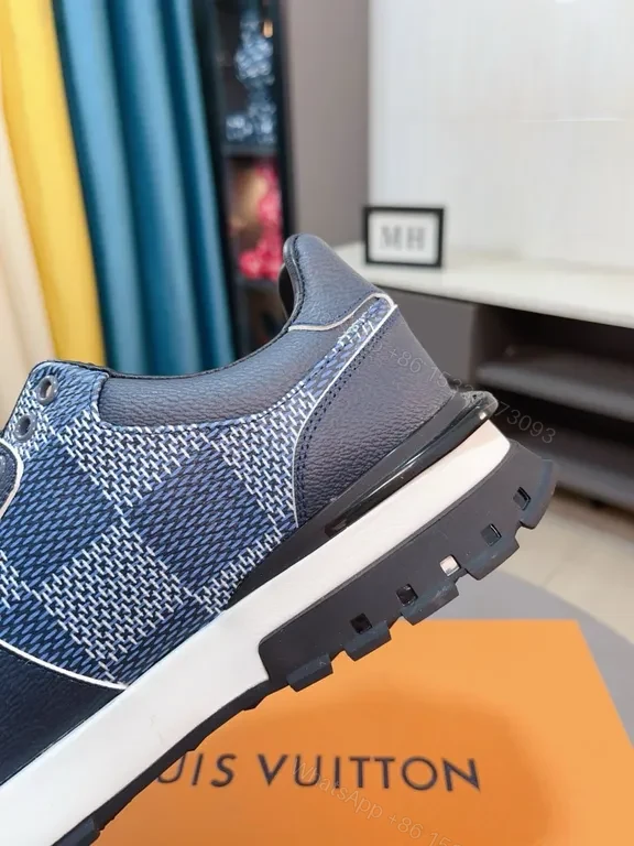 View 4 of Navy LV-Inspired Sneakers: Checkerboard Logo, Low-Top