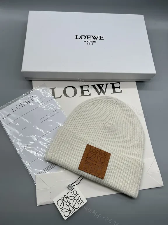 View 3 of Cozy Knit Beanie with Leather Patch â€“ Luxe Loewe-Inspired Style