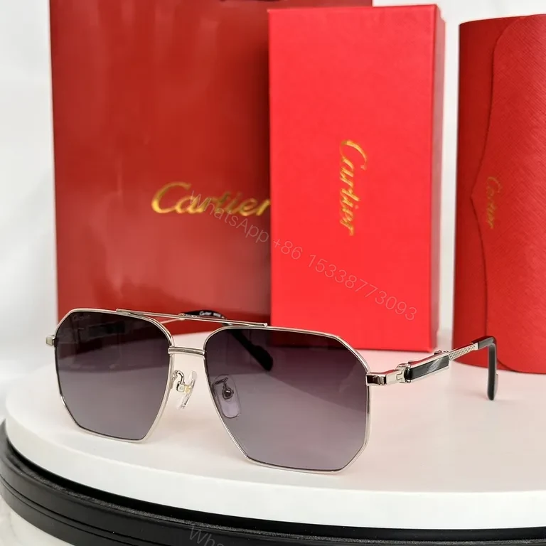 View 7 of Gold-Geometric Shield Sunglasses â€“ Premium Cartier-Inspired, All-Day Comfort
