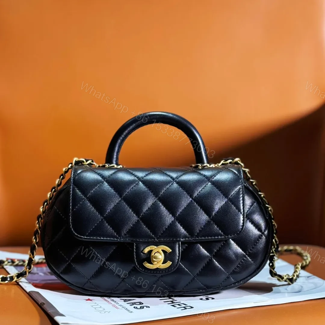 Chanel 24C Top Handle Flap Bag in Black Lambskin — view 1