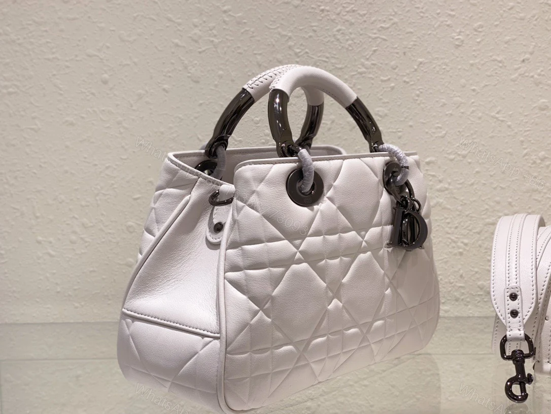 View 3 of Dior Lady Luxury Branded Women’s Handbag Light Purple 24x18cm